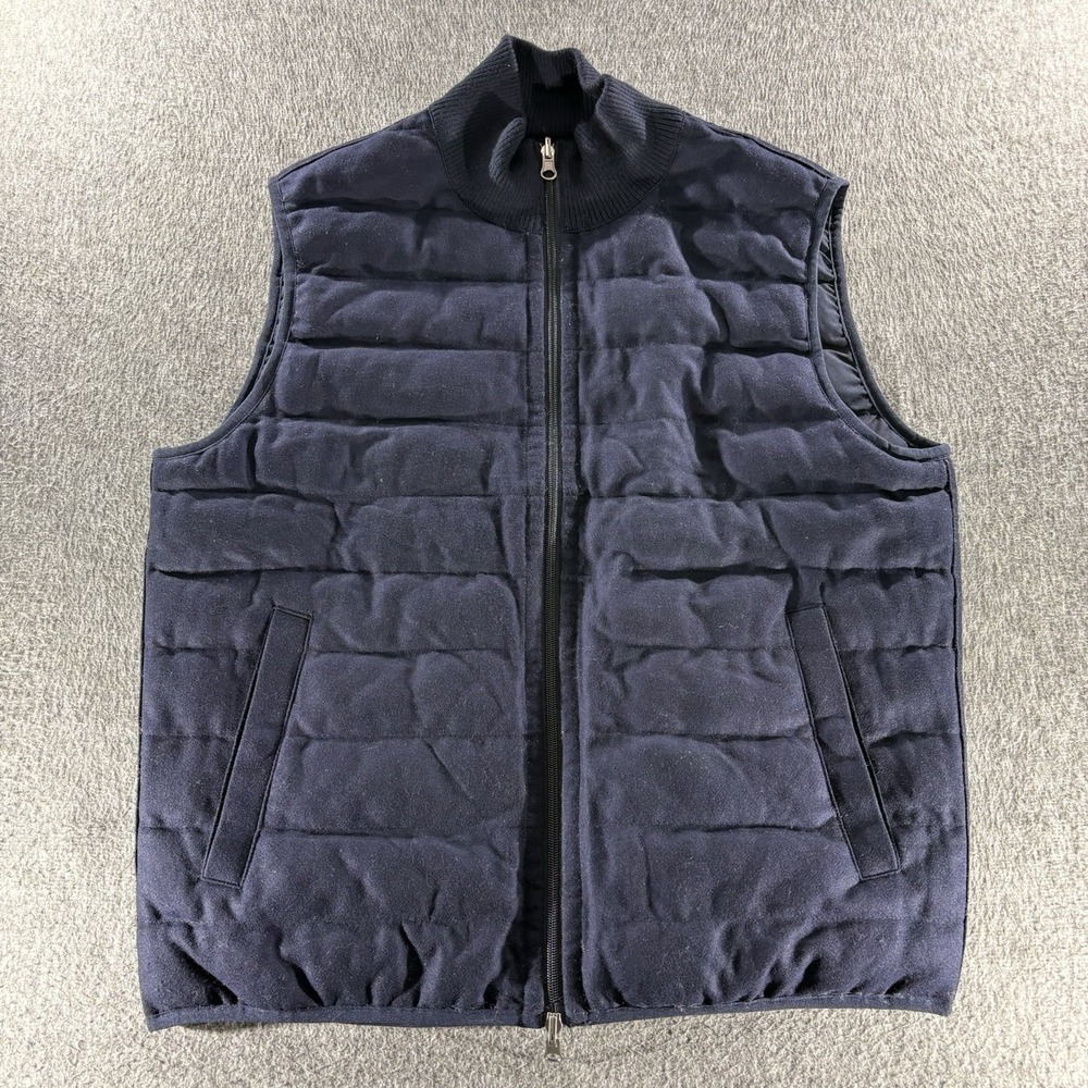 Collars & Co Regent Reversible Quilted Wool Vest Navy Men's Large